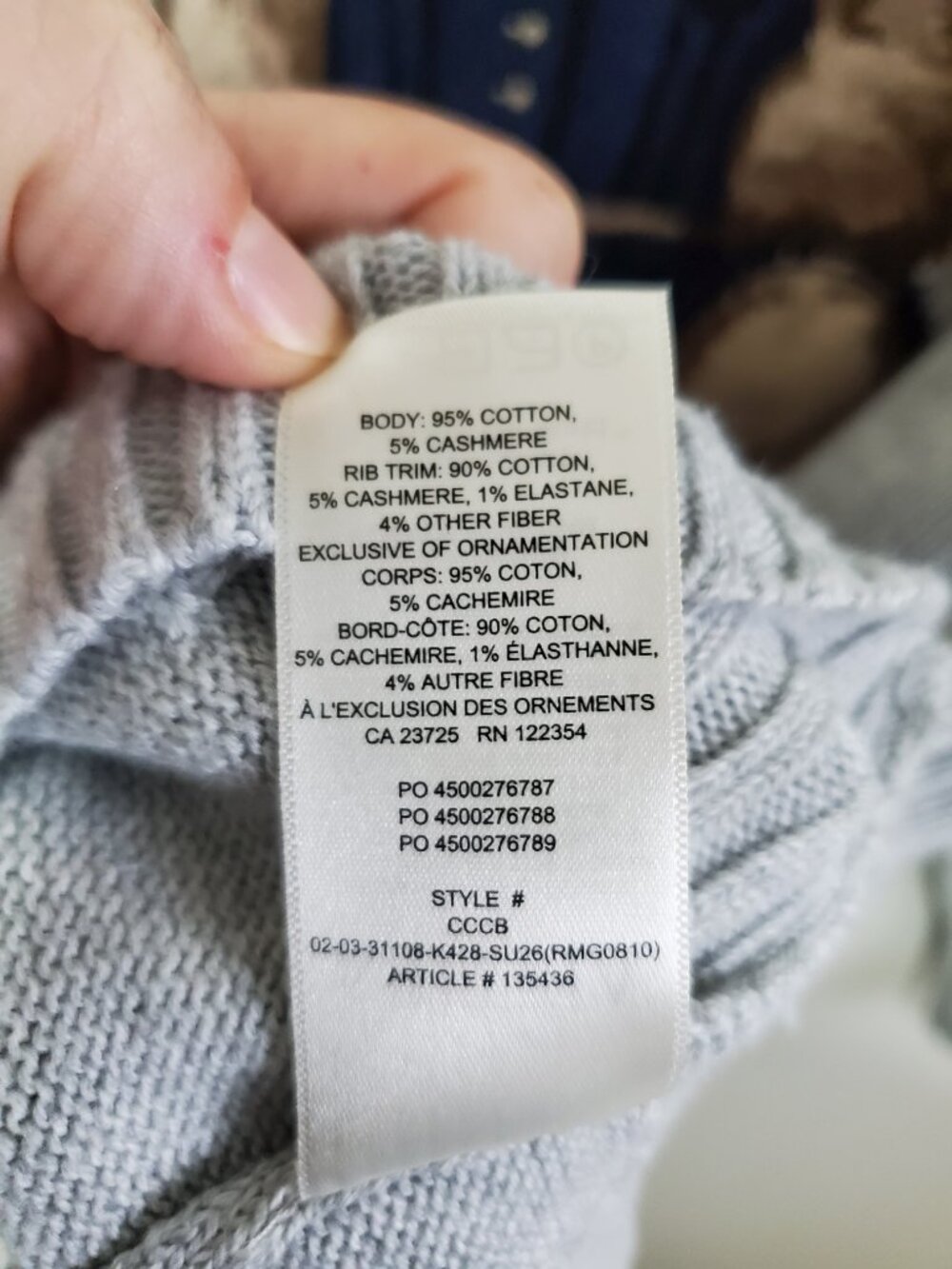 SUNDAY BEST Cotton Charm Peggy Teddy Bear Icon Sweater Grey Multi 2XS Aritzia - Picture 11 of 12